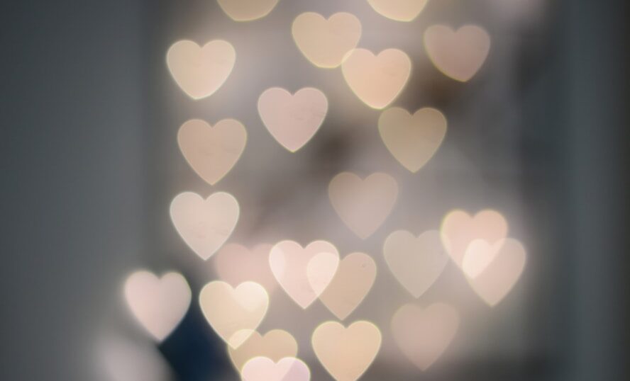 multiple blurry heart shaped lights