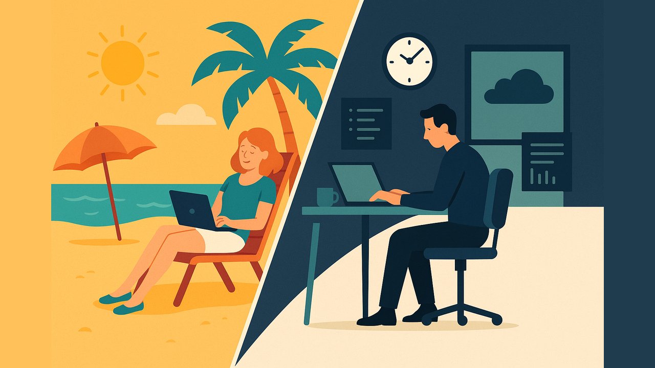 banner van vakantie naar werk